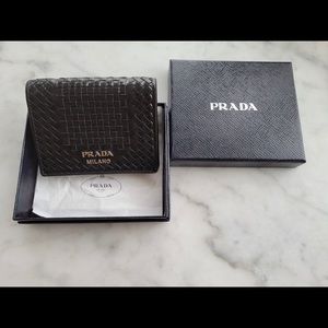 Prada Black Woven Soft Leather Wallet